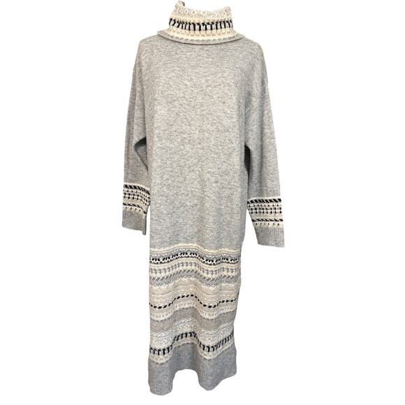 Grace + Karma Gray Fair Isle Turtleneck Sweater Dress Size Small Cozy Winter